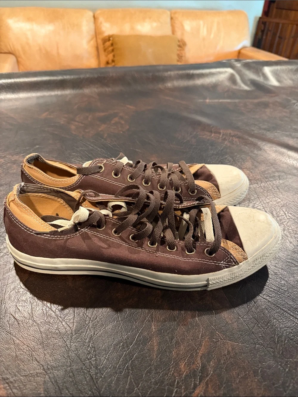 Converse Low-Top Canvas Sneakers in Brown and Tan - Picture 3 of 6